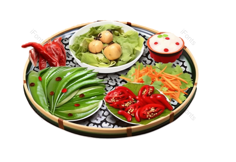 叶子图片,夏天元素,插画PNG,盘子免抠素材